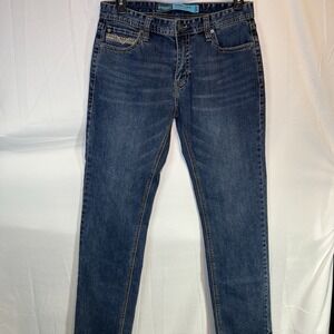 Rock and Roll Cowboy Mens 34x36 Jeans Blue Revolver Straight Boot Pocket Detail